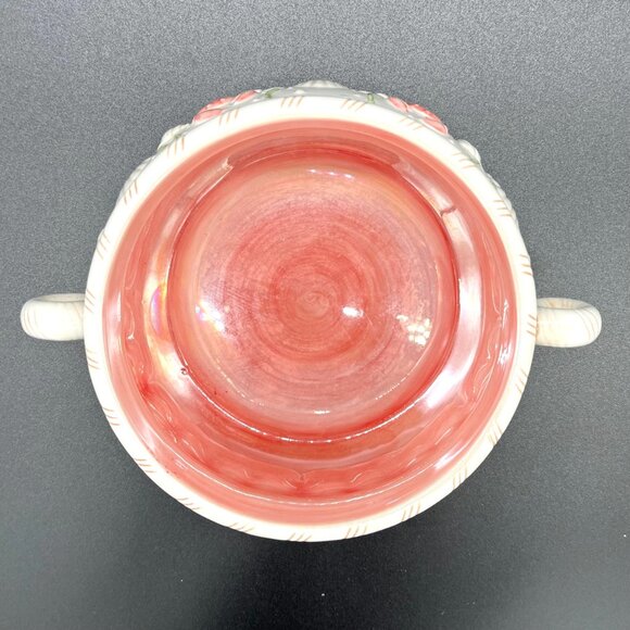 Bowl decorated with crabs and seashells, iridescent pink interior - Picture 4 of 6